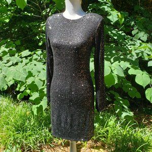 KAOS Mini Party Dress in Black Sequins Size 8